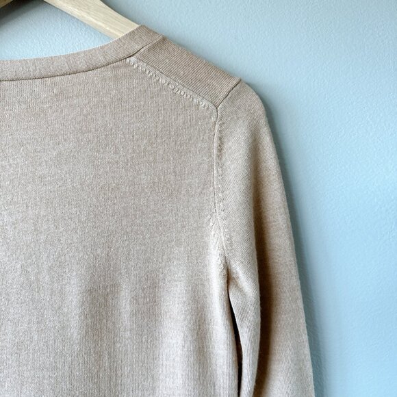Lord & Taylor 100% Extra fine merino wool cardigan XXS tan beige - Picture 13 of 15